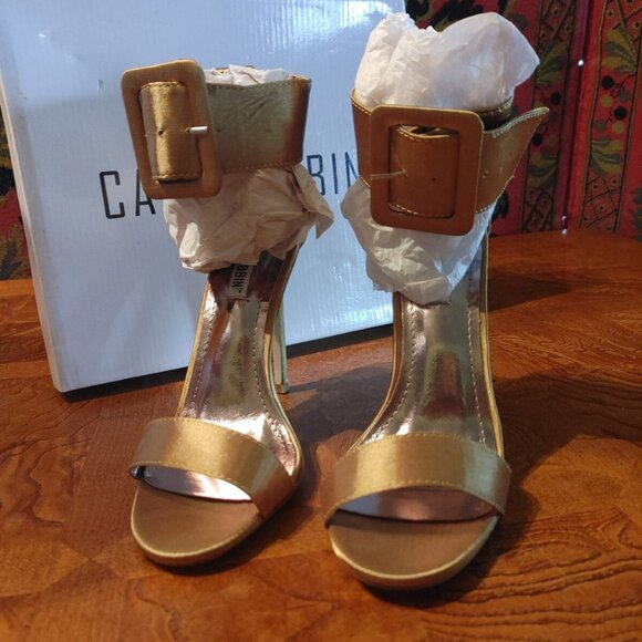 Cape Robbin Satin Open Toe Ankle Cuffed Stiletto Sandal Olive - Picture 2 of 7